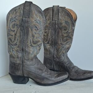 Gray Western Heeled Boots